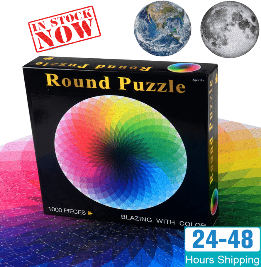 1000PCS/SETColorful Rainbow Round Geometrical Photo Planet  Puzzle Adult Kids Educational Toy Puzzle