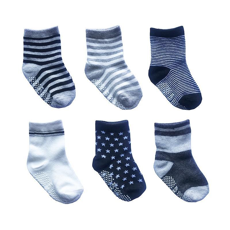 6 Pairs Cotton Children's Anti-slip Low Cut Floor Socks With Rubber Grips For Boys And Girls