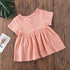 Kids Summer Cotton Linen Dress with Plain Short sleeve  Party A-line dress For Small Girls 1-3 Years