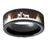 Black Tungsten Hunting Ring Wedding Band Wood Inlay Deer Stag Silhouette Ring