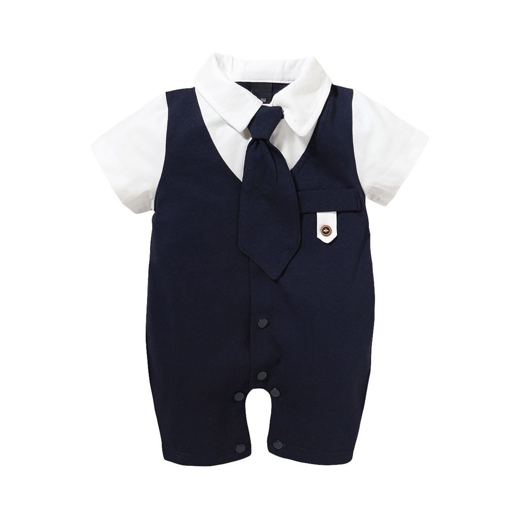 Luxury Modern baby Suit New boy's Jumpsuit Baby Short-sleeved Gentleman Suit Tie Robe summer Suit For Birthday and Party