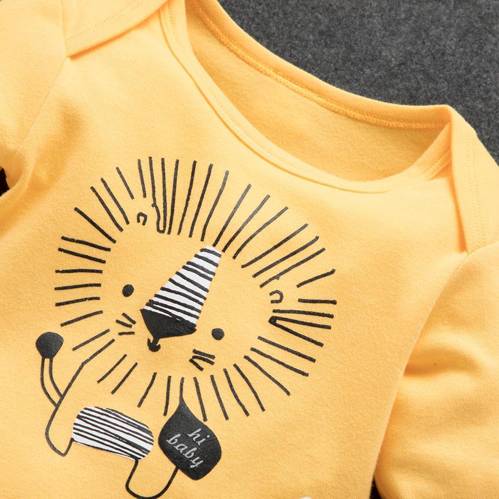 Autumn and Winter Cotton Lion Casual Baby Bodysuit Pants Hat Suit Pajamas Set OFr Boys And Girls Kids