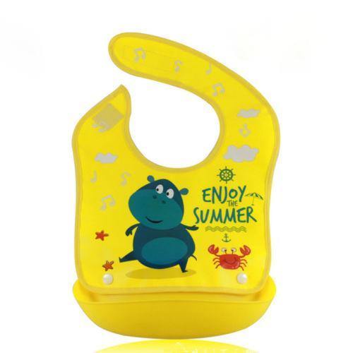 Waterproof Silicone Bib Feeding Food Catcher Baby Newborn Cartoon Aprons Adjustable Baby Bibs For Kids