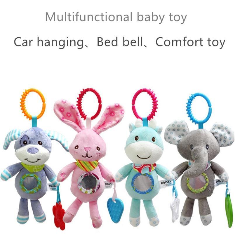 Modern Baby Rattles Stroller Hanging Soft Toy Mobile Cute Animal Doll Elephant Rabbit Dog Baby Crib Hanging Bell Toys For Kids and Baby