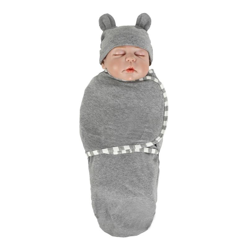 Muslin Swaddle Newborn Organic Cotton Blanket Extract Envelope Baby Sleeping Things Bedding for Boys Girls with a Hat Blanket Bag