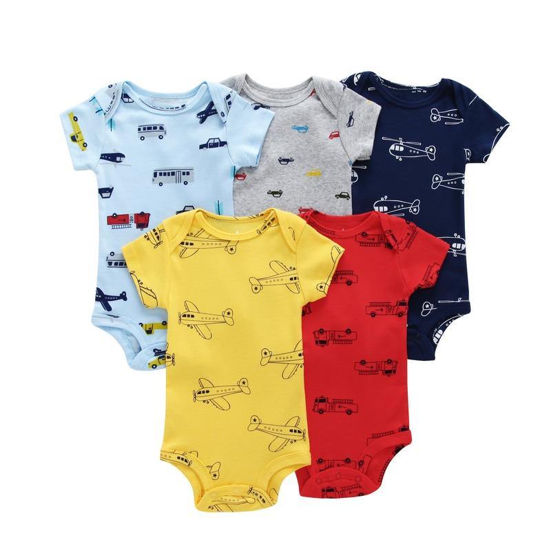 5PCS/SET Baby Bodysuit Newborn Clothes Short Sleeve Cotton Unisex Body Clothing Pajams for Kids