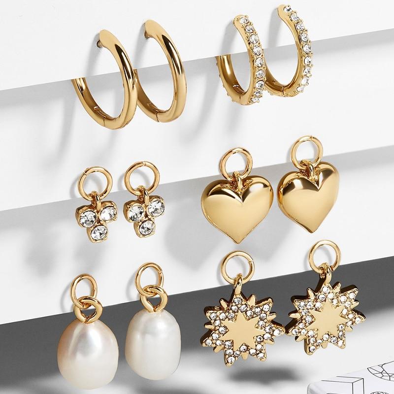 Elegant Freshwater Pearl Crystal Earrings For Women In Gold Huggie Circle Style