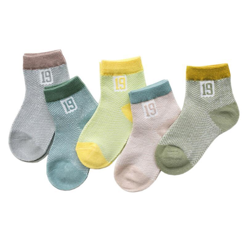 5 Pairs Cute Summer Breathable Mesh Cotton Infant Baby Socks For Newborn Boys And Girls