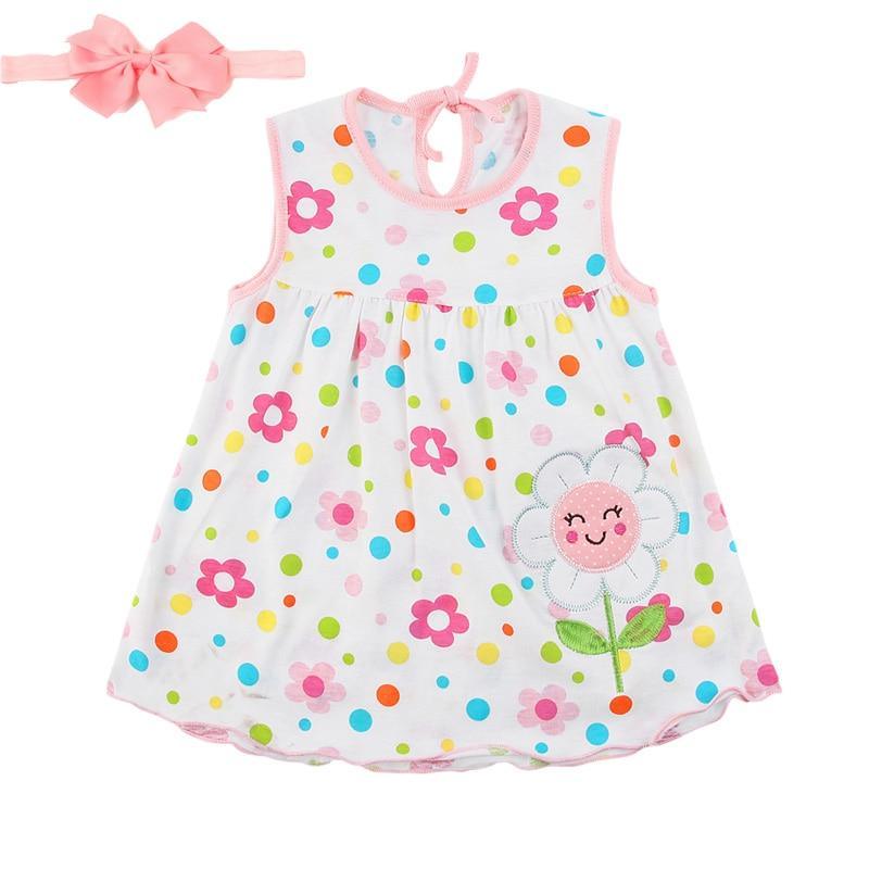 New Summer Cute Baby Girl Infant girl Princess Dress with Headband In Tutu Design With Flowers