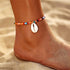 Handmade Bohemian Colorful Crystal Seed Beads Shell Anklets for Women Foot Leg Jewelry