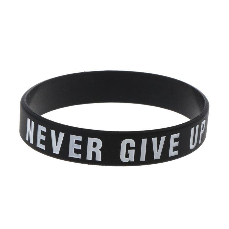 Silicone Rubber Band Elastic Inspirational Motivation Bracelets Never Give Up Perfect Gift For Men And Women Cool Fashion Style