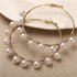 Elegant Plain Gold Metal Pearl Hoop Earrings In Fashion Big Circle Style For Women