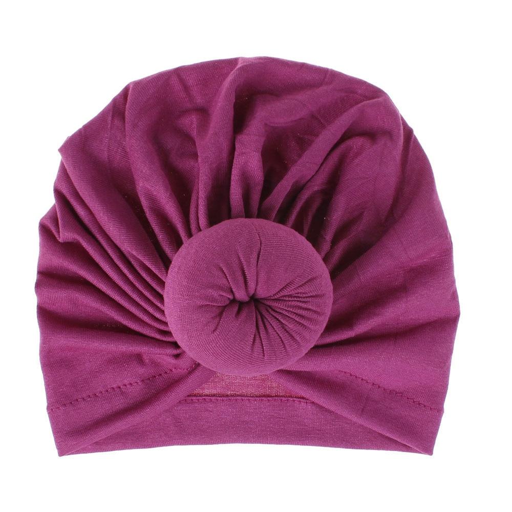 Handmade Pleated Flower Babies' Knitted Cotton Cloth Turban For Baby Girls In Elegant Style