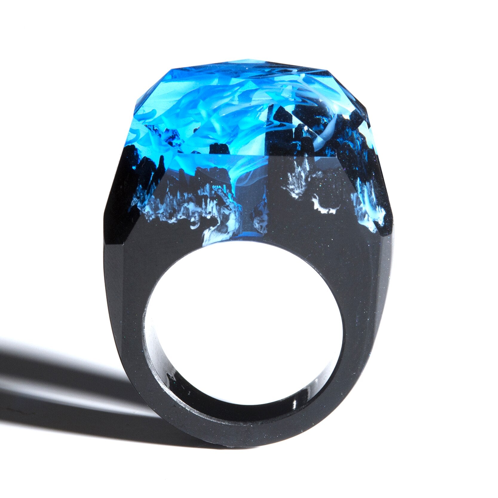 Modern Wooden Epic Resin Ring Elegant Luxury Wedding Epoxy Soul of The Forest Eco Epoxy Handmade