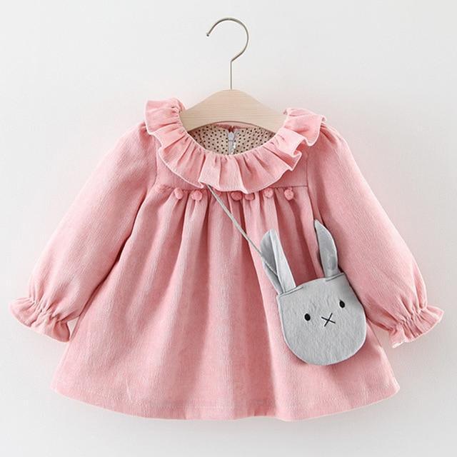 Luxury Modern Newborn Baby Girl Cartoon Dress With Bag Infant Clothing Toddler Dress In elegant New Design Made for Kids