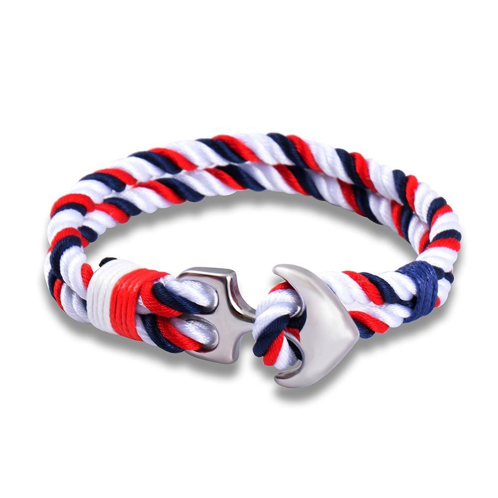 Stainless Steel Anchor Bracelets Luxury For Men Nautical Survival Rope Chain Paracord Bracelet Male Wrap Metal Sport Hooks