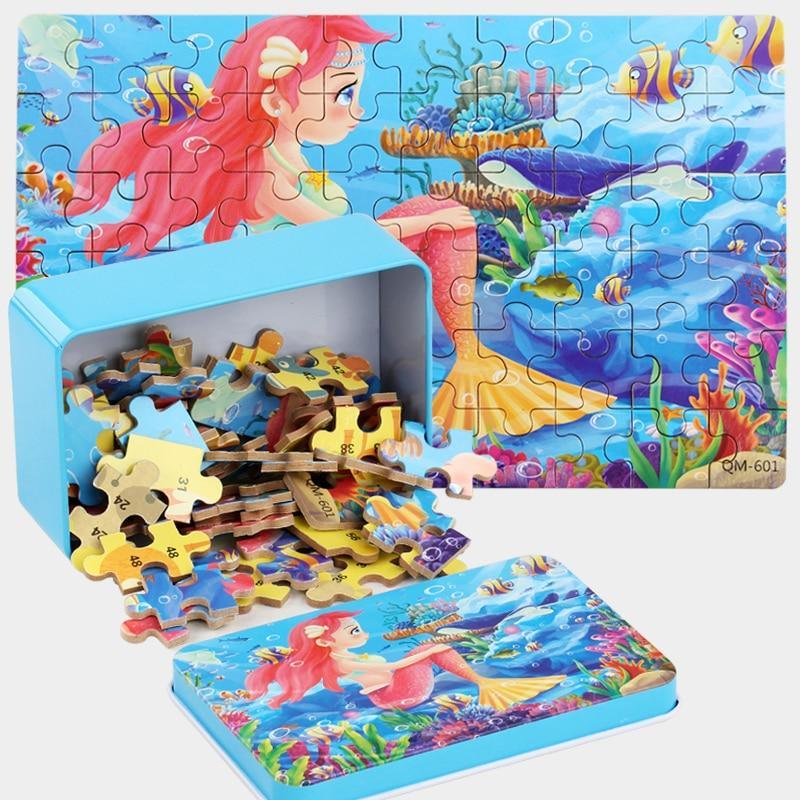 New 60 Pieces Wooden Toys Puzzle Kids Toy Cartoon Animal Wood Toys Puzzles For Child Early Educational Learning Toys for Children