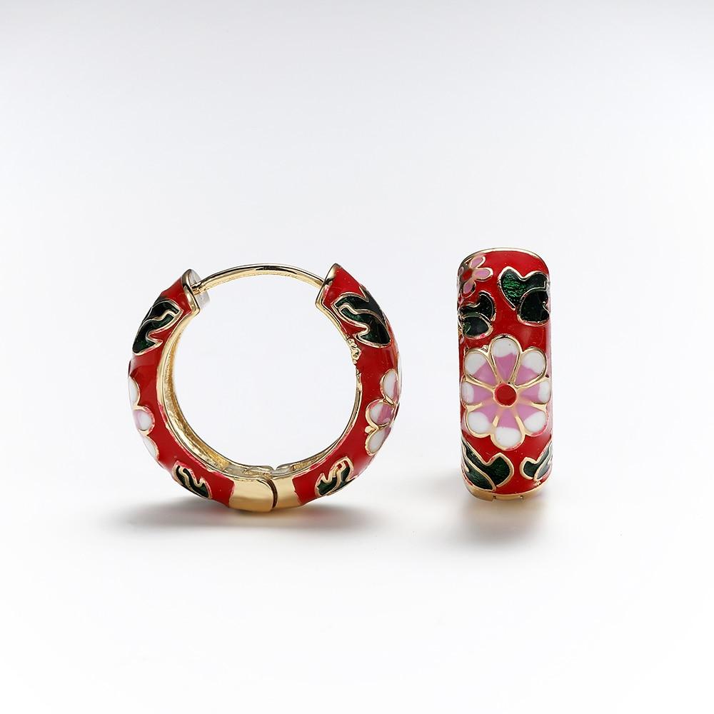 New Fashion Enamel Flower Hoop Earrings for Women Circle Small Earrings Jewelry