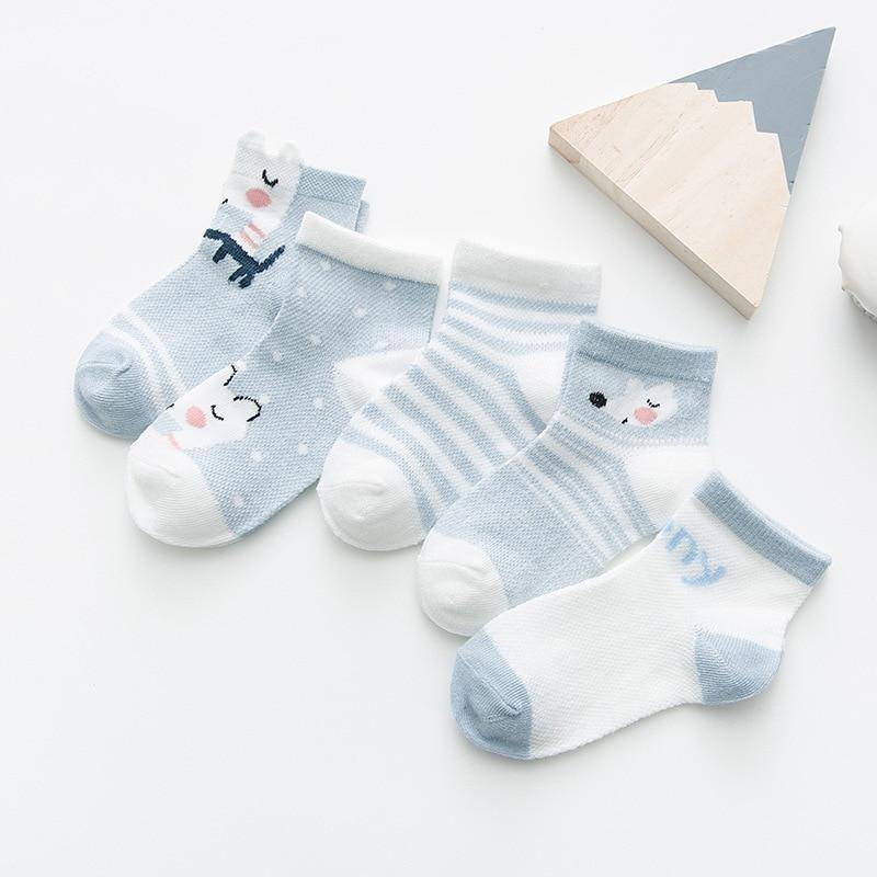 5Pair Set Cotton Baby Girls Socks Thin Summer Breathable Mesh Kids Toddler Socks Cute Cartoon Children Socks Infant Socks for Kids