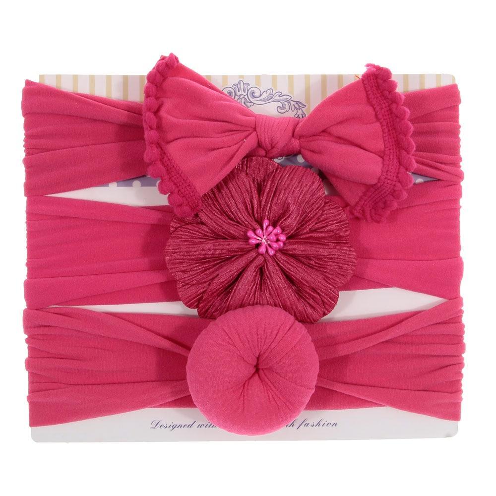 Fashion Baby Nylon Bow Headband Newborn Bowknot Round Ball Head wrap Flower Turban Girls Hair Bands Bow For Kids