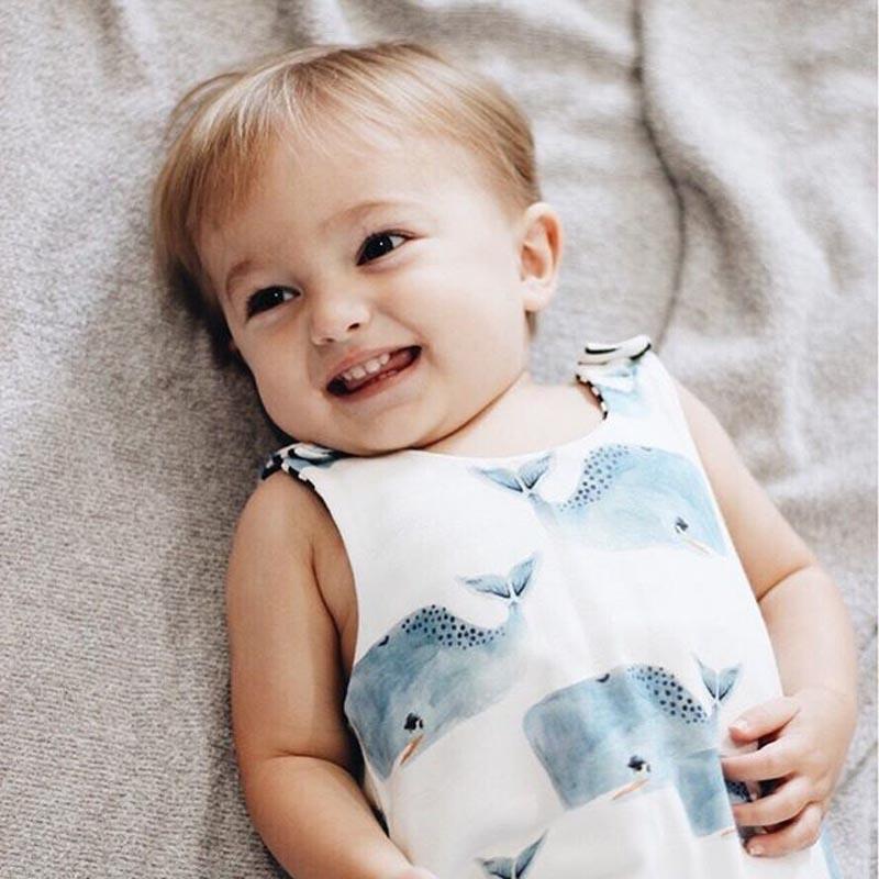 Newborn Baby Summer Clothing Sleeveless Whales Print Romper Jumpsuit Sun suit Playsuits For Boys