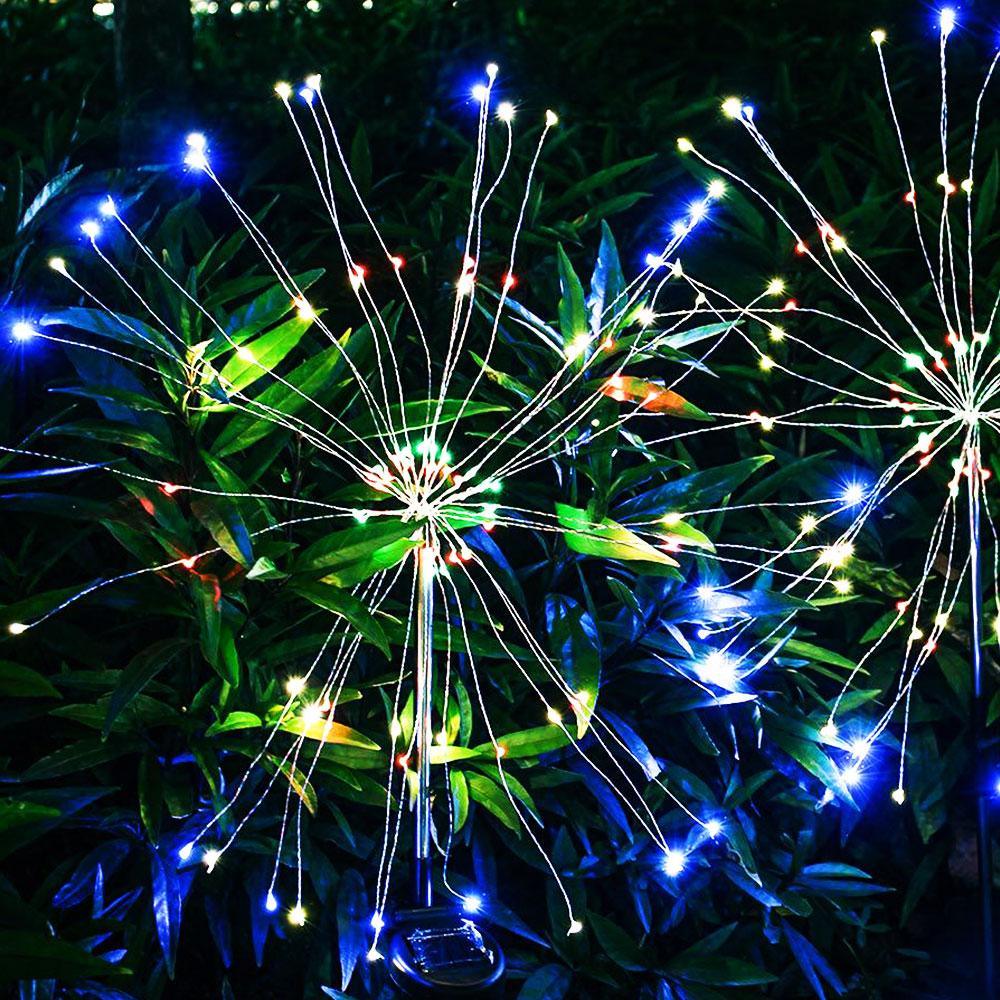 Modern Garden Luxury LED Solar Waterproof Lamp In Shape Of Tree Fireworks With Copper Wires