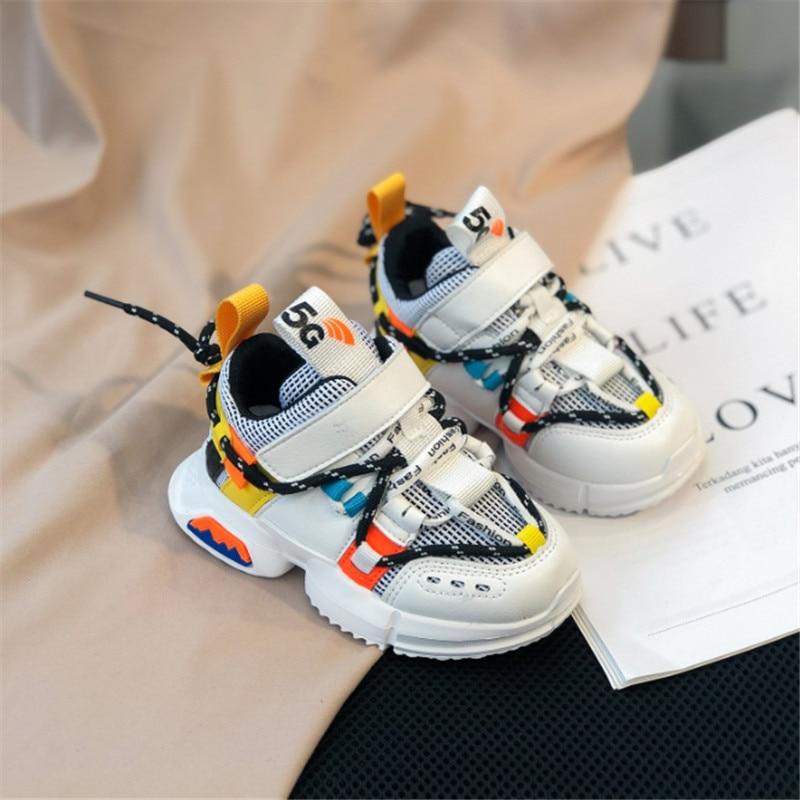 New Kids Shoes Toddler Girls Boy Sneakers Lace Up Design Mesh Breathable Children Tennis Fashion Little Baby Shoes