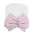 Modern Luxury Baby Girl Cotton Knit Striped Baby Caps With Big Bow For Baby Girls In Elegant Style