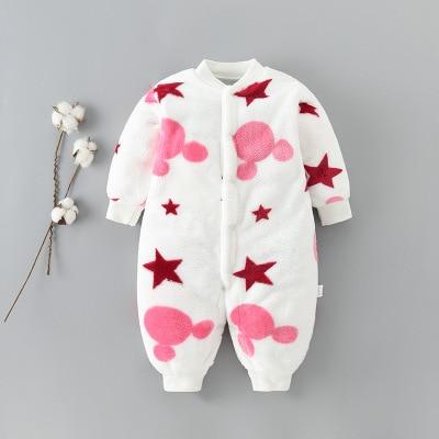 Newborn Baby Clothes Dinosaur Print Baby Boy Romper Warm Infant Soft Fleece Jumpsuit For Winter