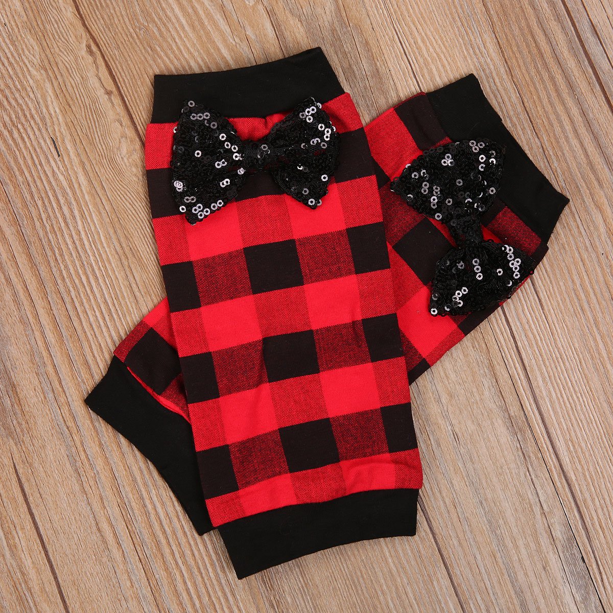 4Pcs Baby Girls Christmas Dress Set Children Long Sleeve Top  Short Skirt Hair Band And Leg Cover