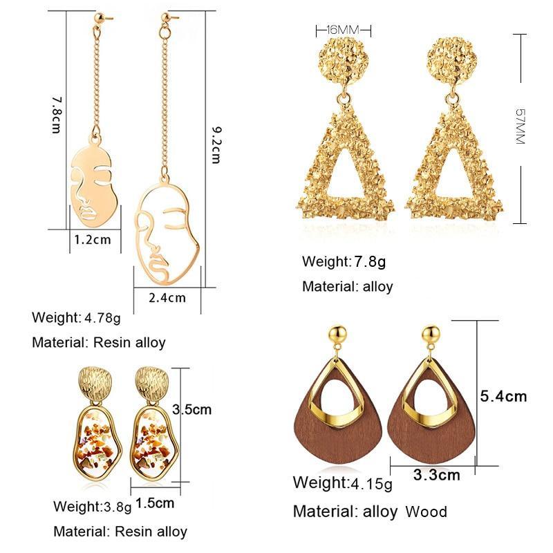 New Fashion Round Dangle Drop Korean Earrings For Women In Geometric Round Heart Gold Earring Wedding Elegant Style