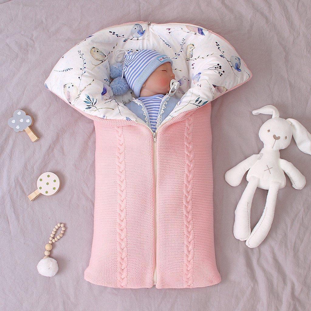 Newborn Infant Baby Knit Sleep Bag Stroller Envelope Blanket Winter Warm Swaddle Wrap Sleeping Bag For Babies