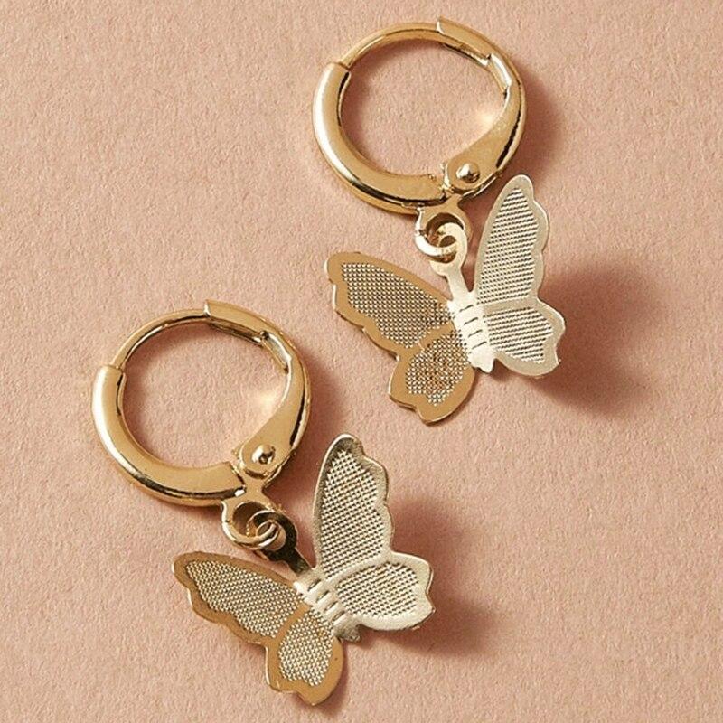 Fashion Bohemian punk Earrings Jewelry gold & silver color butterfly shape Stud Earrings