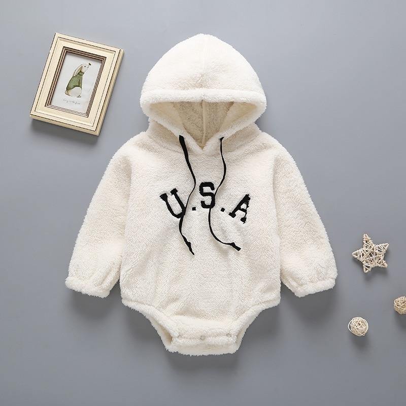 Luxury Modern Newborn Baby Boy/Girl Clothes Long Sleeve Hoddies Bear Zipper Baby Romper Clothes Autumn Winter Season For Kids and Baby