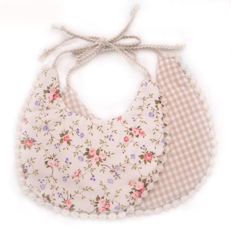 Double-deck Infant Baby Girl Boy Bib Kid Toddler Dinner Feeding Tassel Cotton Linen Burp Cloths