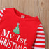 3PCS  Romper Jumpsuits+Striped Pant Christmas Clothes Set Kids for Infant Boys/Girls In Christmas Printed Design