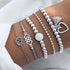 Boho Rose Map Bracelets & Bangles for Women Bohemian Round  Charm Bracelet Set Fashion Multilayer Accessories Luxury Jewelry