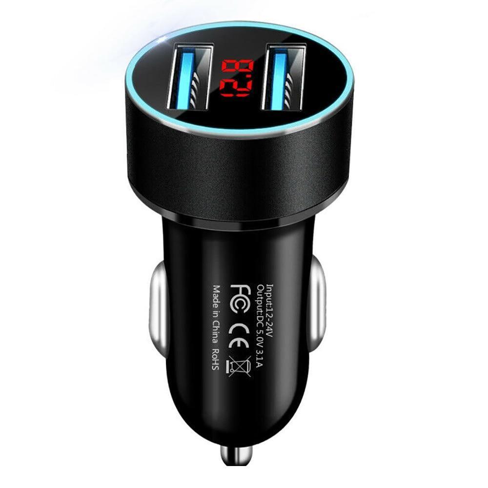 LED Universal 4.8A Car Charger Mobile Phone Fast Charging Adapter in Car With Display Quick Charge Dual USB