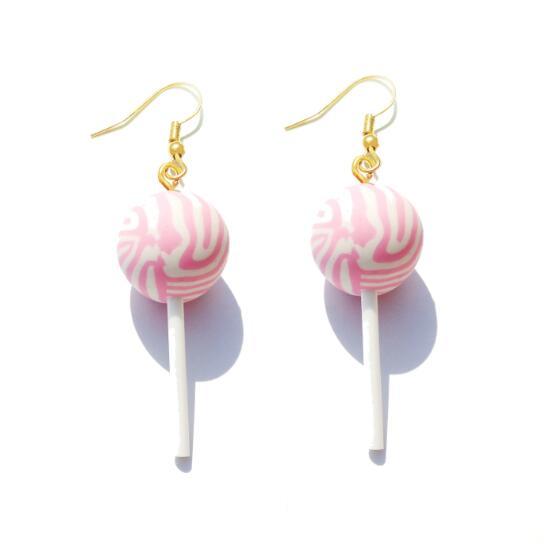 Interesting Modern Luxury Earrings For Women Resin Lollipop Drop Custom Made Handmade Cute Girls Cotton Candy Gift Style For Woman and Girls