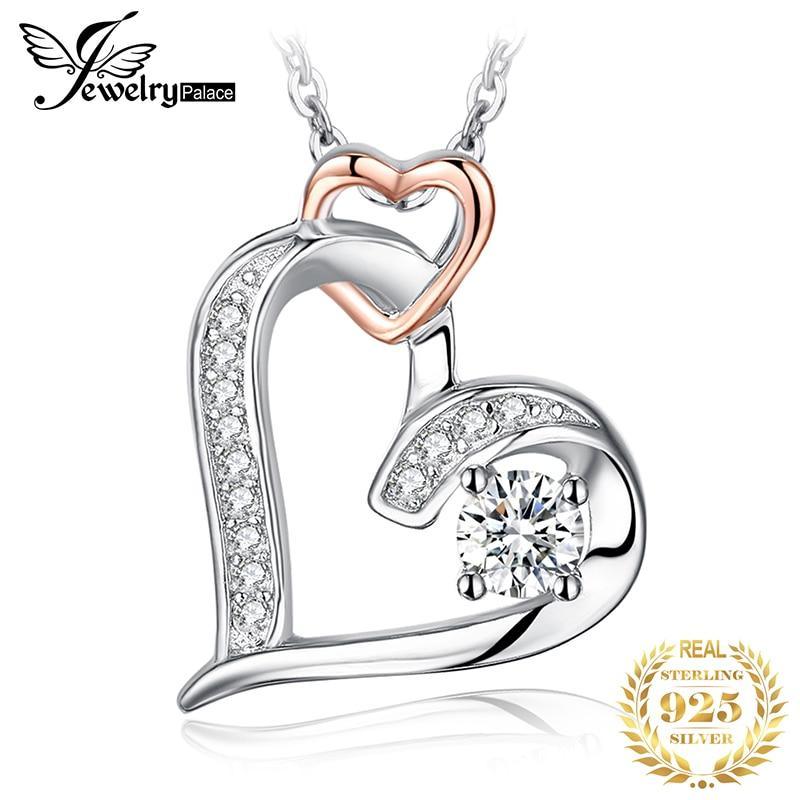 Modern Trend New  Infinity Heart Pendant Necklace 925 Sterling Silver Choker Statement Necklace Women Silver 925 Luxury Jewelry  Design