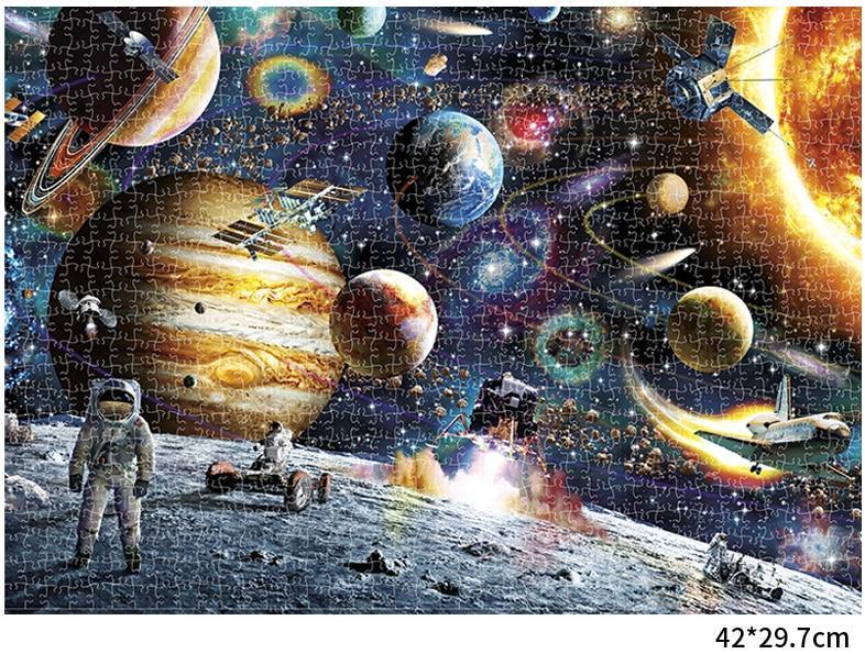 1000 Pieces Wooden Assembling Picture Space Travel Landscape Puzzles Toys For Adults Children And  Kids Home Game Fun