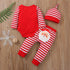 3PCS  Romper Jumpsuits+Striped Pant Christmas Clothes Set Kids for Infant Boys/Girls In Christmas Printed Design