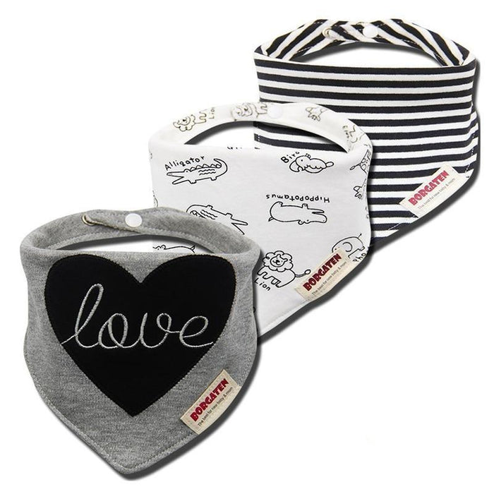 3PCS Comfortable Waterproof Organic Cotton Baby Burp Cloth Bandanna Scarf Bibs For Newborn Baby Boy And Girl