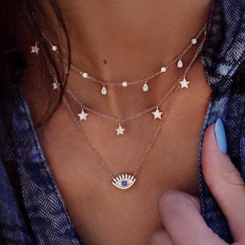 Boho Coin Shell Rose Pendant Necklace For Girl Moon Crystal Choker Necklaces Women Beach Fashion Statement  Jewelry