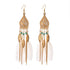 Handmade Modern Elegant Golden Silver Color Ethnic Acrylic Luxury Rainbow Beads Feather Drop Earrings for Women Boho Jewlery