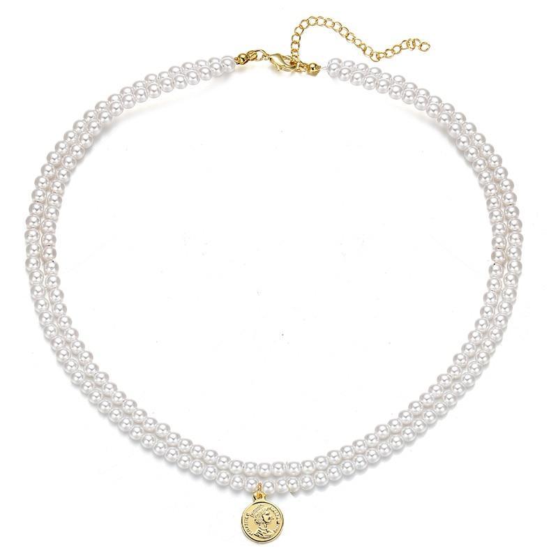 Elegant Modern Flower Pearl Choker Luxury Necklaces For Women New Gold Coin Bow Knot Pendant Necklace Long Chain Jewelry Party Gifts