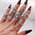 Boho Vintage Gold Star Knuckle Rings For Women BOHO Crystal Star Crescent Geometric Female Finger Rings Set Jewelry