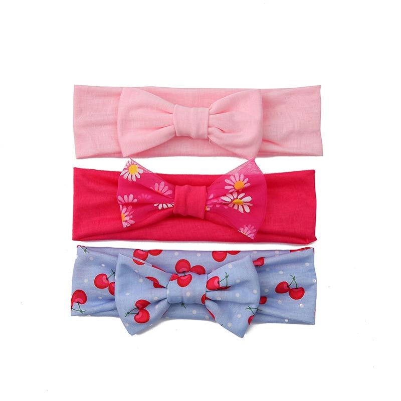 Summer Cute Floral Bows Baby Girl Headbands Elastic Bowknot Newborn Hair Band Turban Set Hair Accessories Bow Set For Kids