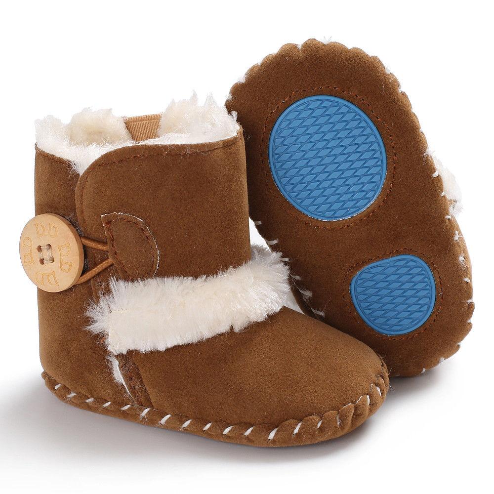 Newborn Infant Baby Snow Boots Winter Warm Cotton Baby Shoes Solid Button Autumn Ankle Bright Colors Boots