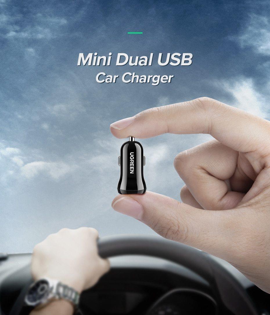 Mini USB Black Car Charger For Mobile Phone Tablet GPS 4.8A Fast Charging Dual USB Car Small Phone Charger Adapter In Car